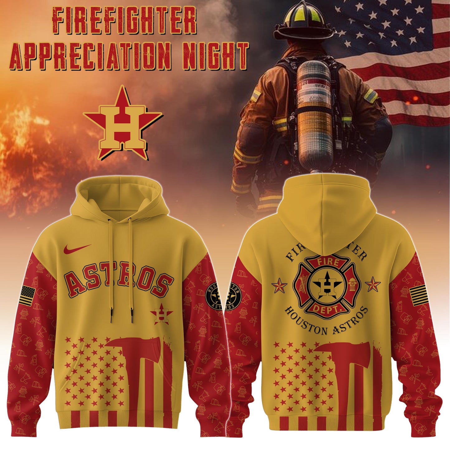 . Houston Astros MLB x Firefighter Appreciation Night Special Edition Hoodie 2025