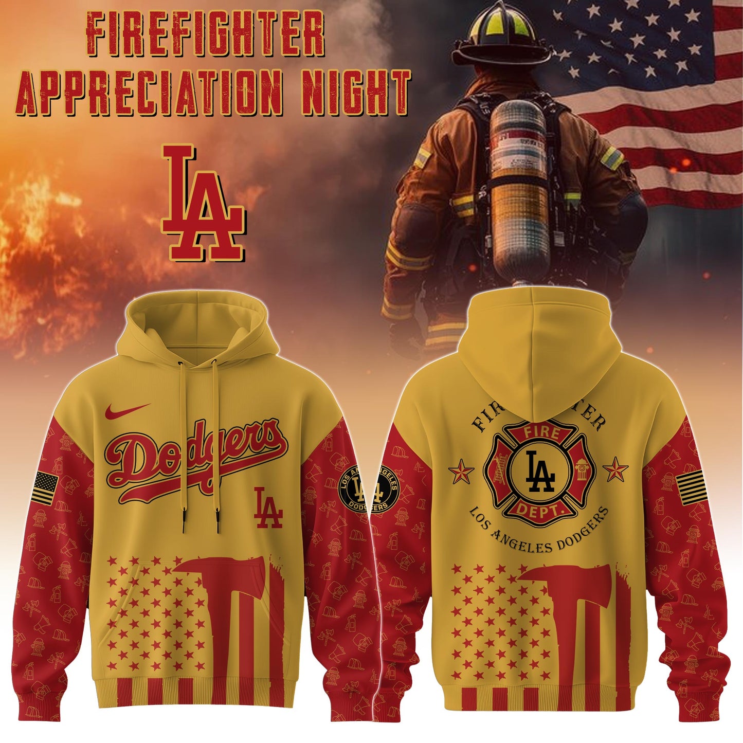 .         Los Angeles Dodgers MLB x Firefighter Appreciation Night Special Edition Hoodie 2025