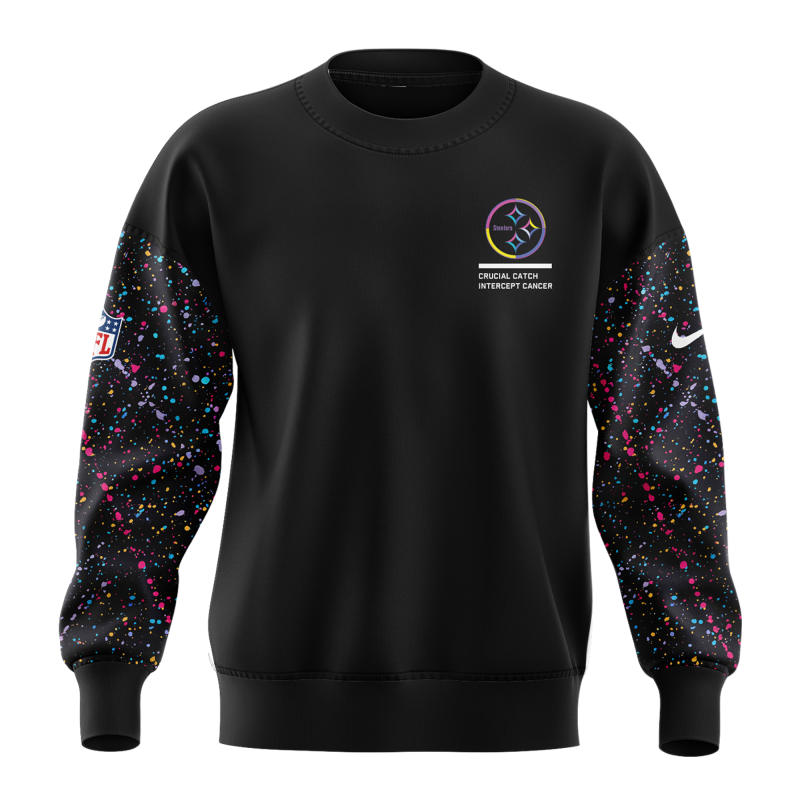Men’s Black Pittsburgh Steelers 2025 Crucial Catch Club Pullover Sweatshirt