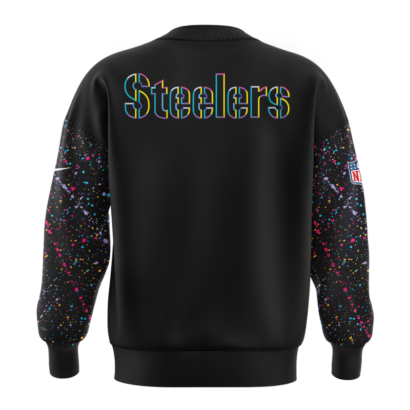 Men’s Black Pittsburgh Steelers 2025 Crucial Catch Club Pullover Sweatshirt