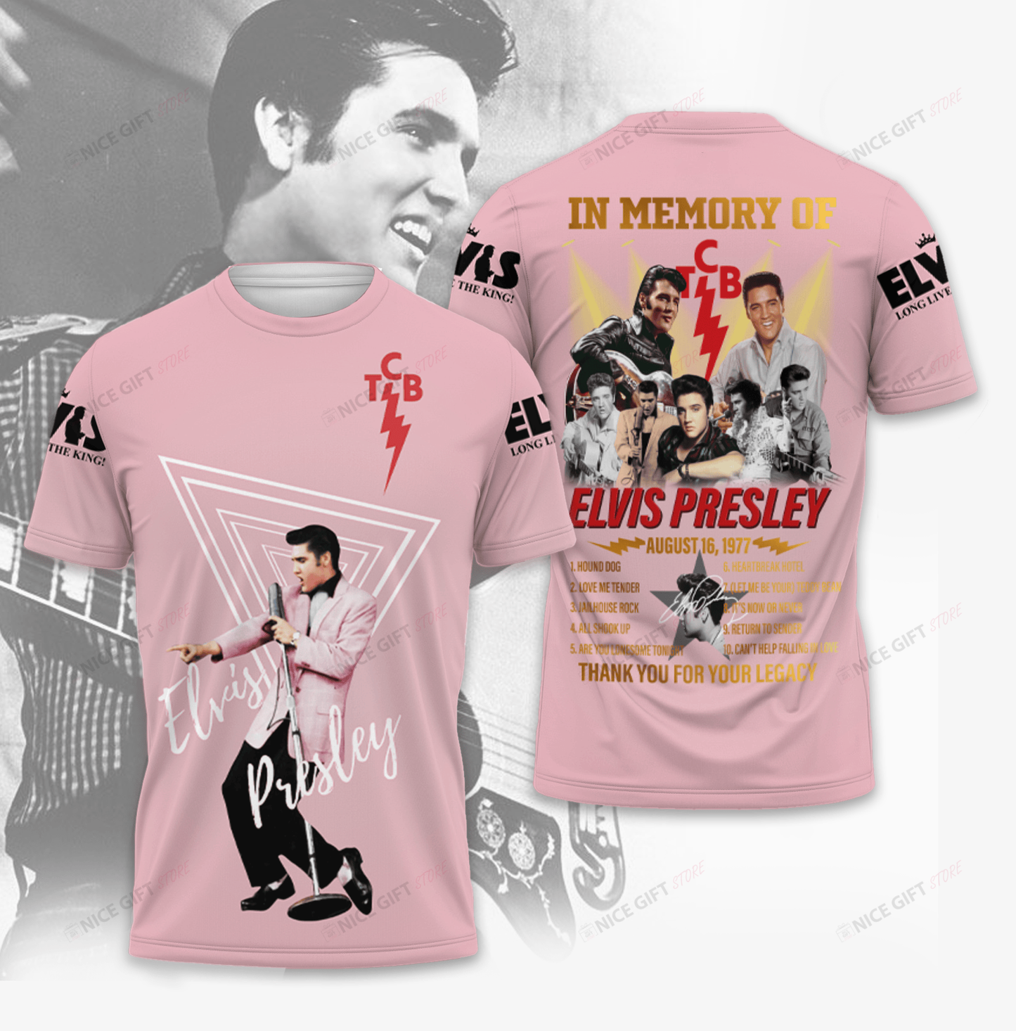 In Memory Of Elvis Presley 3D T-shirt Nicegift 3TS-M4X3