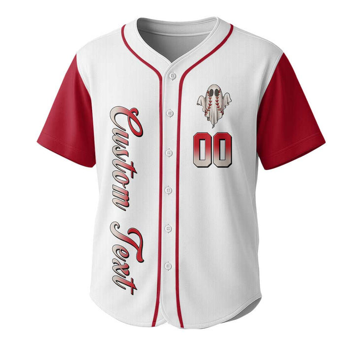 Tis The Season - Custom White Red Halloween Baseball Jersey