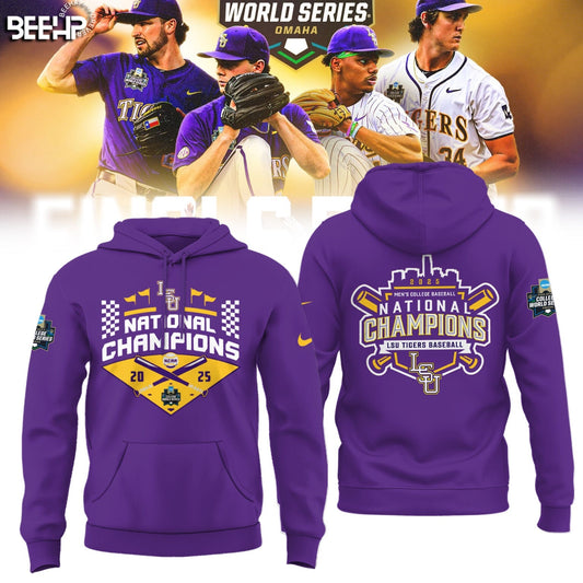LSU Tigers Baseball Hoodie 2025 NCAA Baseball Men’s College World Series Champions Hoodie
