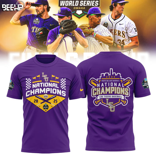 LSU Tigers Baseball T-Shirt - 2025 NCAA Baseball Men’s College World Series Champions T-Shirt