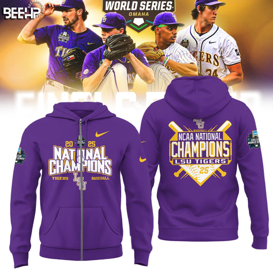 LSU Tigers Baseball Hoodie 2025 NCAA Baseball Men’s College World Series Champions Hoodie