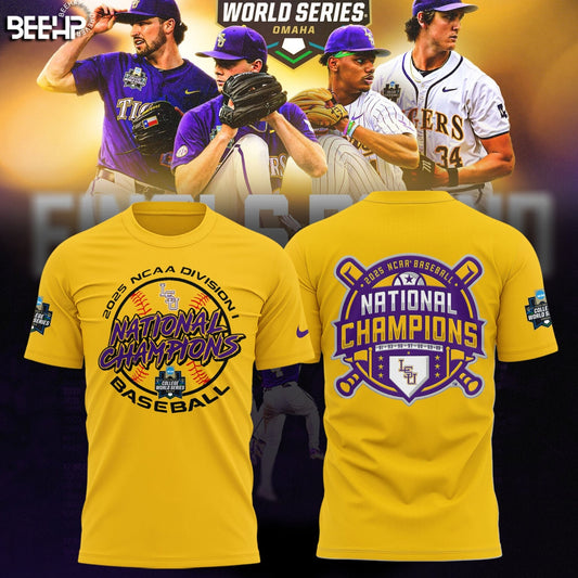 LSU Tigers Baseball T-Shirt - 2025 NCAA Baseball Men’s College World Series Champions T-Shirt