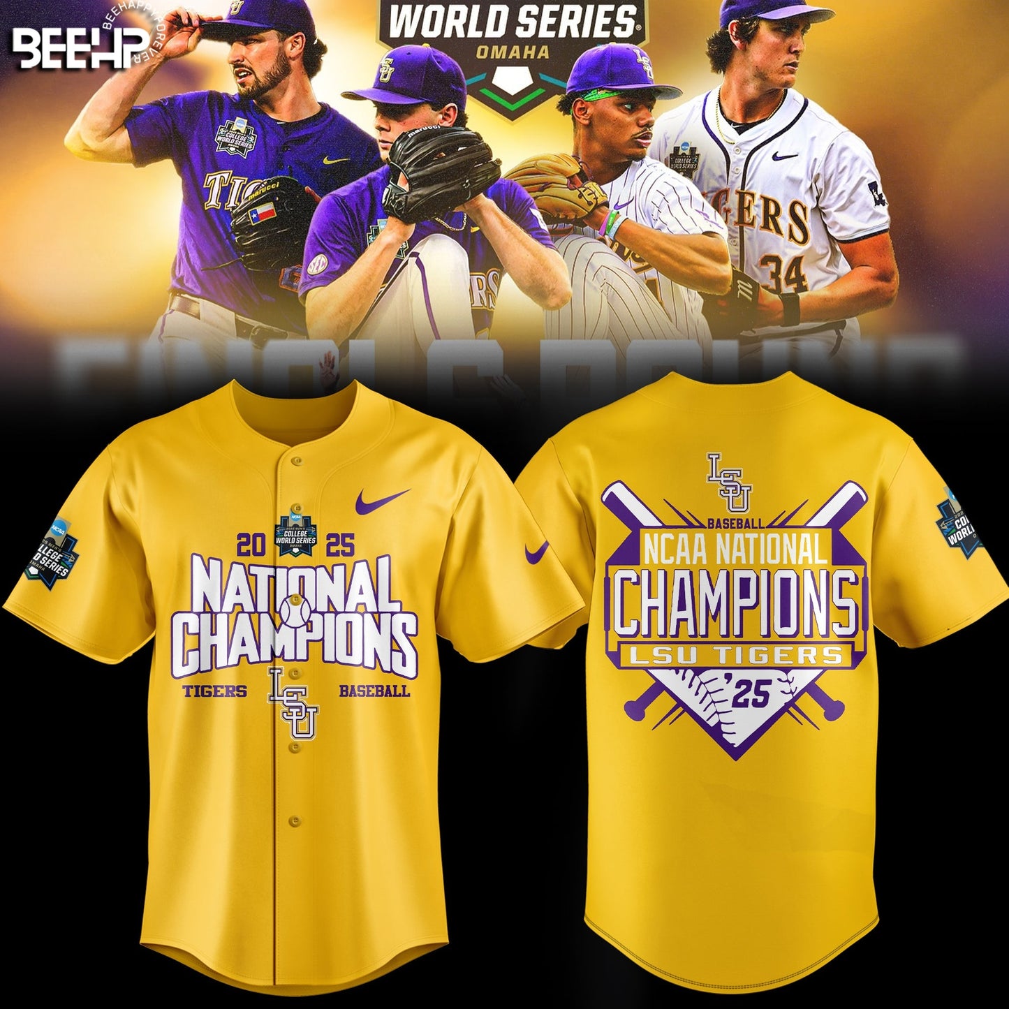 LSU Tigers Baseball Jersey - 2025 NCAA Baseball Men’s College World Series Champions Jersey