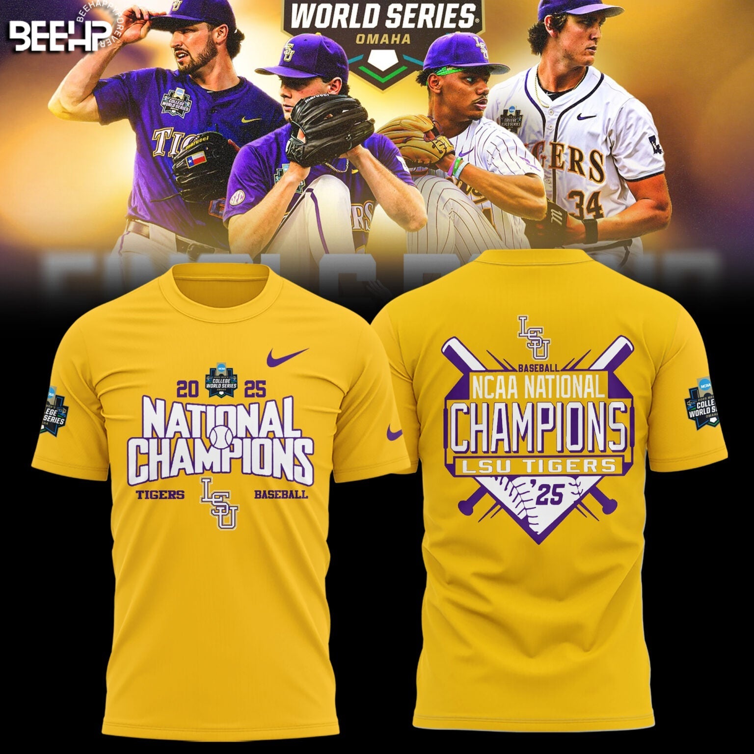 LSU Tigers Baseball T-Shirt - 2025 NCAA Baseball Men’s College World Series Champions T-Shirt