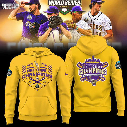 LSU Tigers Baseball Hoodie 2025 NCAA Baseball Men’s College World Series Champions Hoodie