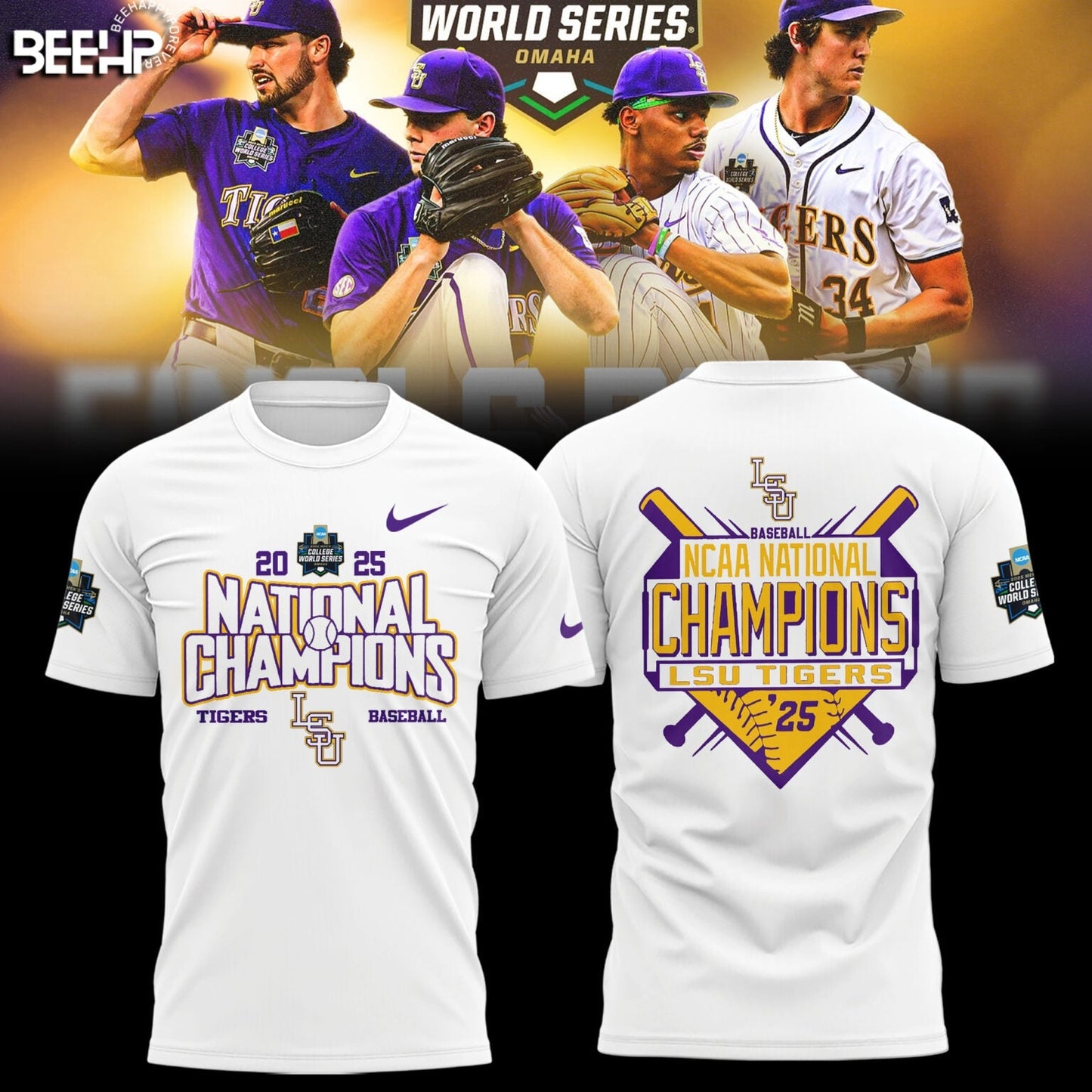 LSU Tigers Baseball T-Shirt 2025 NCAA Baseball Men’s College World Series Champions T-Shirt