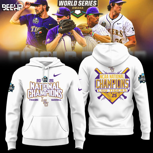LSU Tigers Baseball Hoodie 2025 NCAA Baseball Men’s College World Series Champions Hoodie