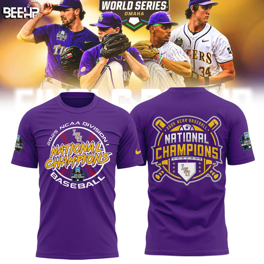 LSU Tigers Baseball T-Shirt - 2025 NCAA Baseball Men’s College World Series Champions T-Shirt