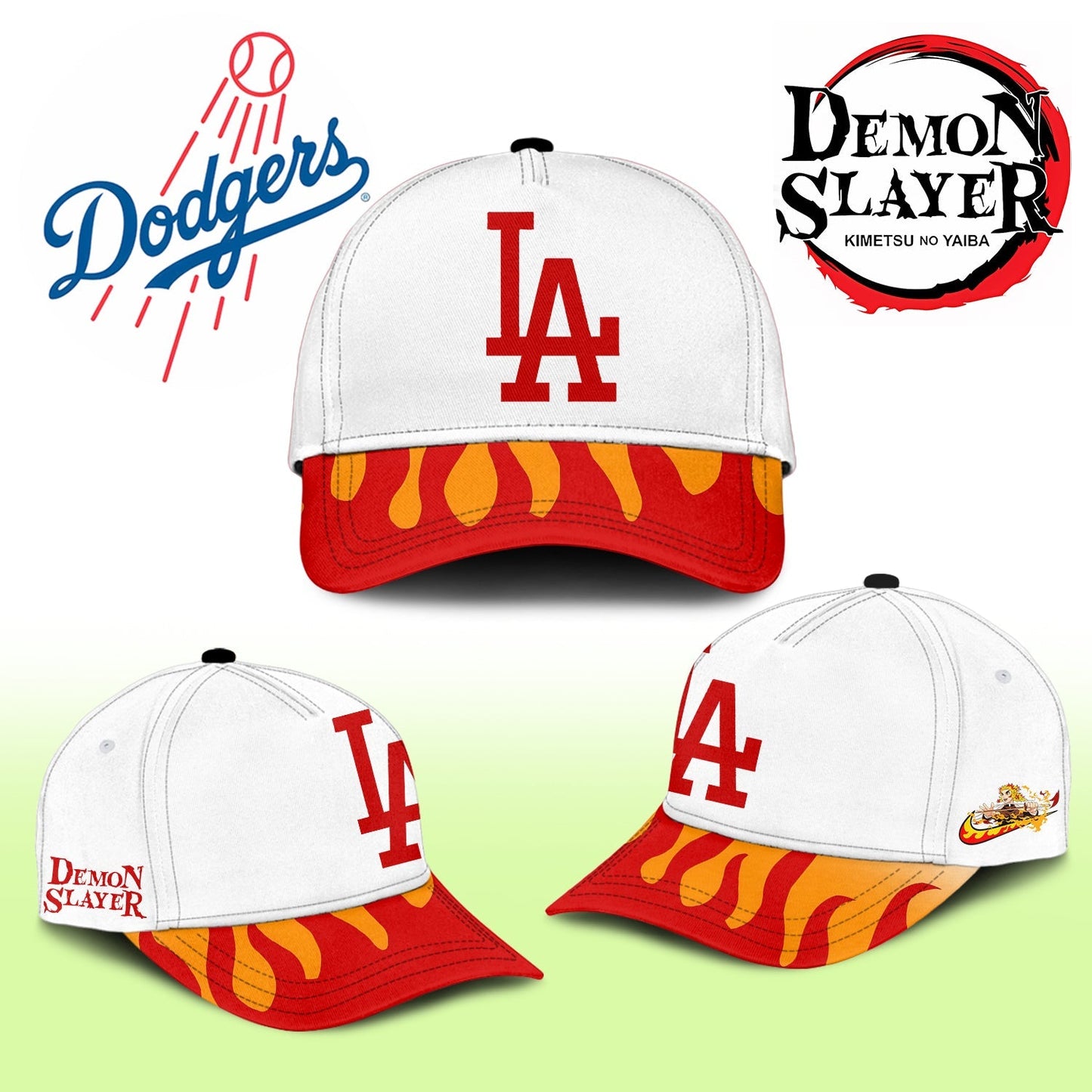 LA Dodgers x Demon Slayer Rengoku Kyōjurō Slayer Baseball Jersey