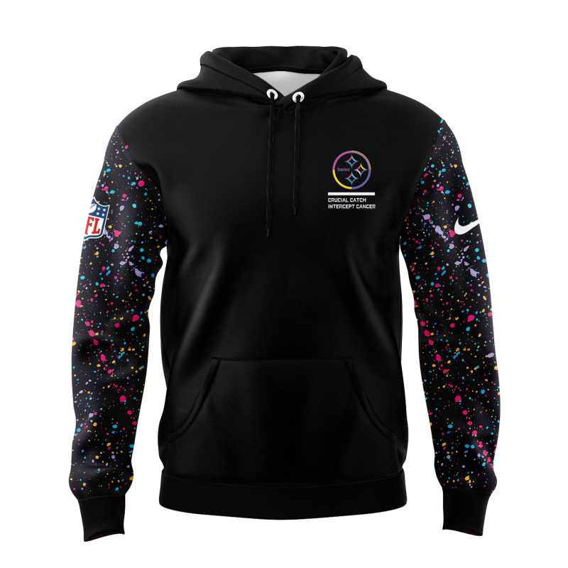 Men’s Black Pittsburgh Steelers 2025 Crucial Catch Club Pullover Hoodie