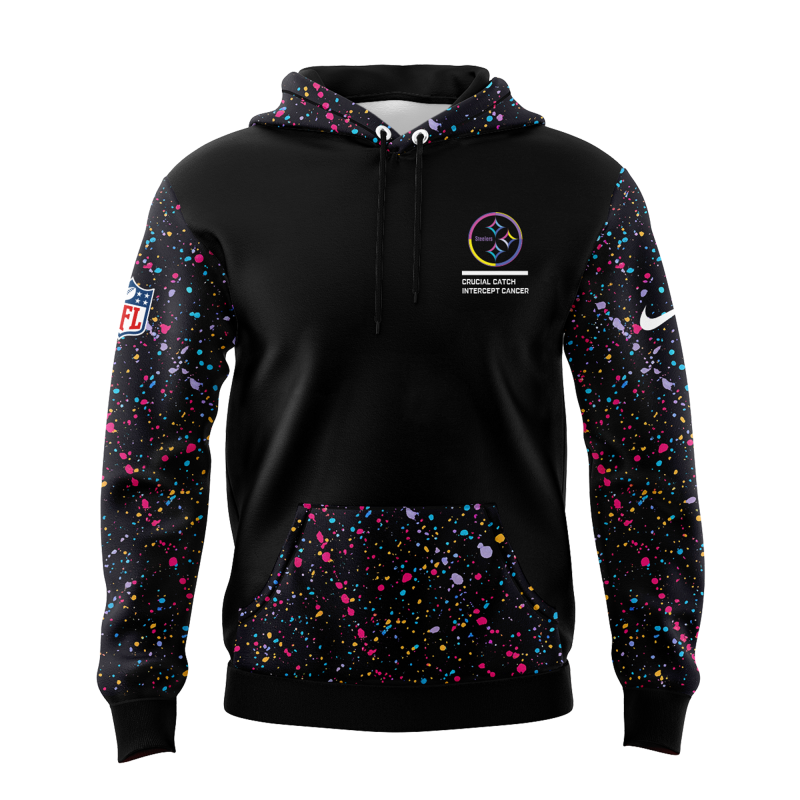 Men’s Black Pittsburgh Steelers 2025 Crucial Catch Club Pullover Hoodie