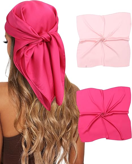 🎁 CHLINS 2 Pcs 27.5” Head Scarf for Women Satin Hair Scarf Silk Scarf Neck Scarf Square Hair Bandanas Hair Wraps (100% off)