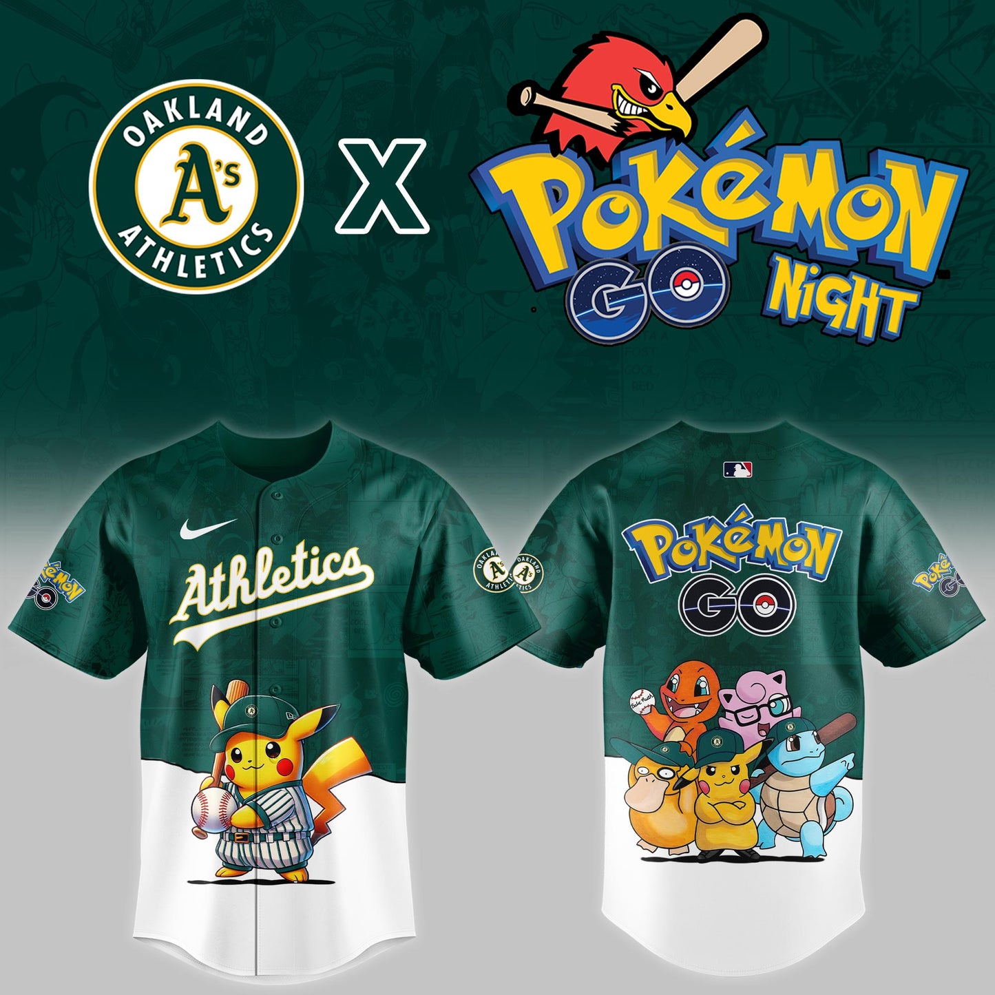 Oakland Athletics 2025 Pokémon GO Night Limited Jersey | SQ76