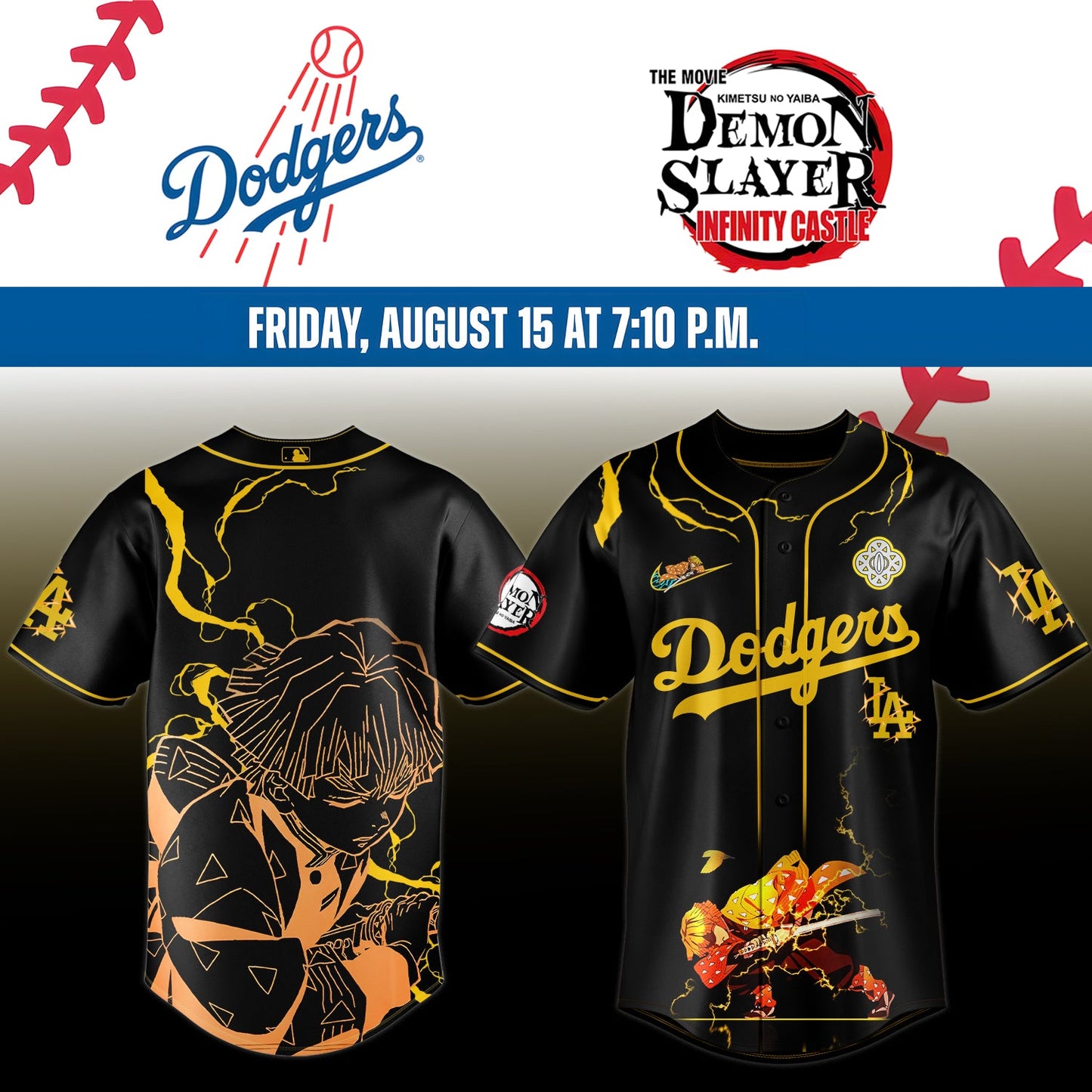 ,,LA Dodgers _ Demon Slayer Agatsuma Zenitsu Jersey 2025