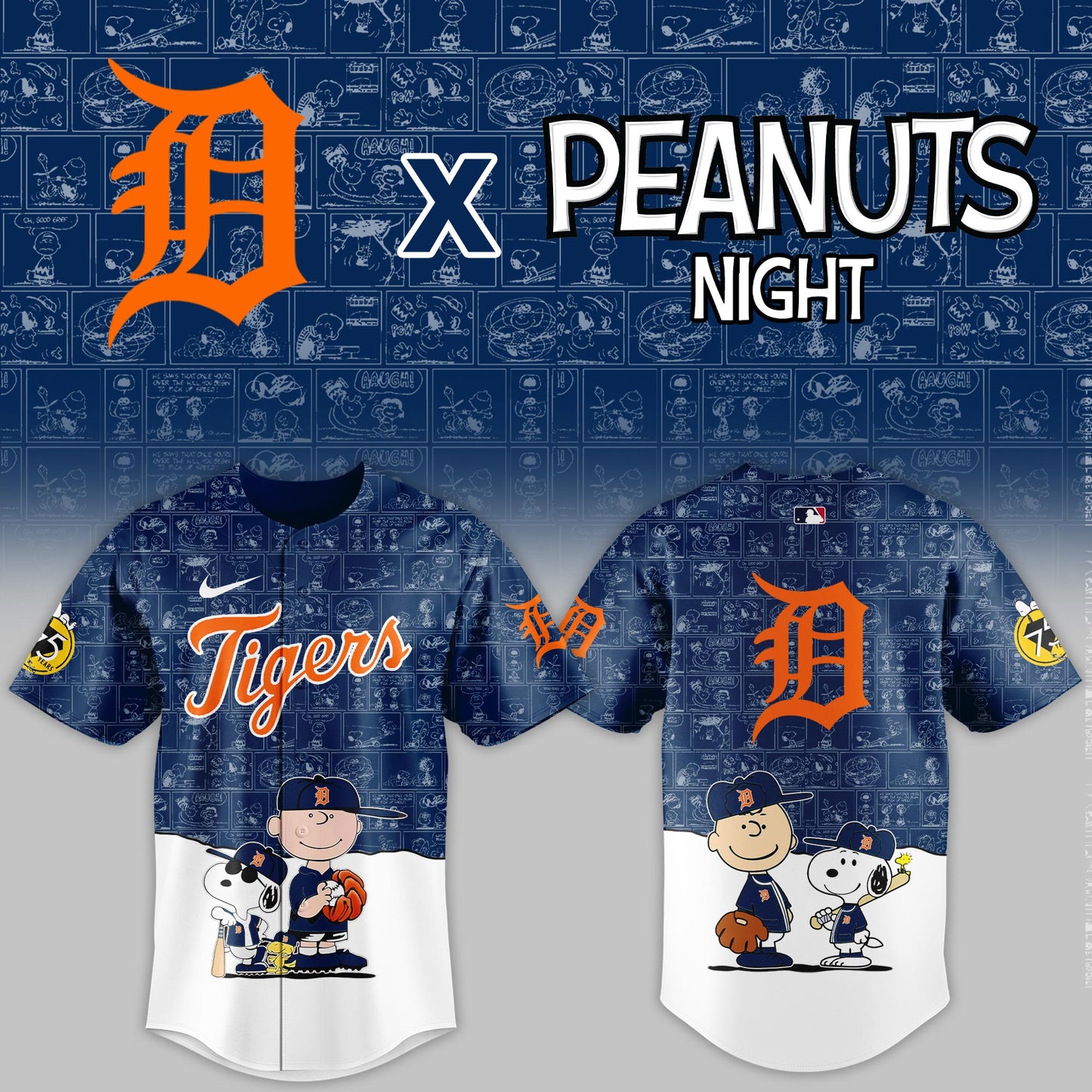 Detroit Tigers 2025 Peanuts Night Event Limited Jersey | BD52