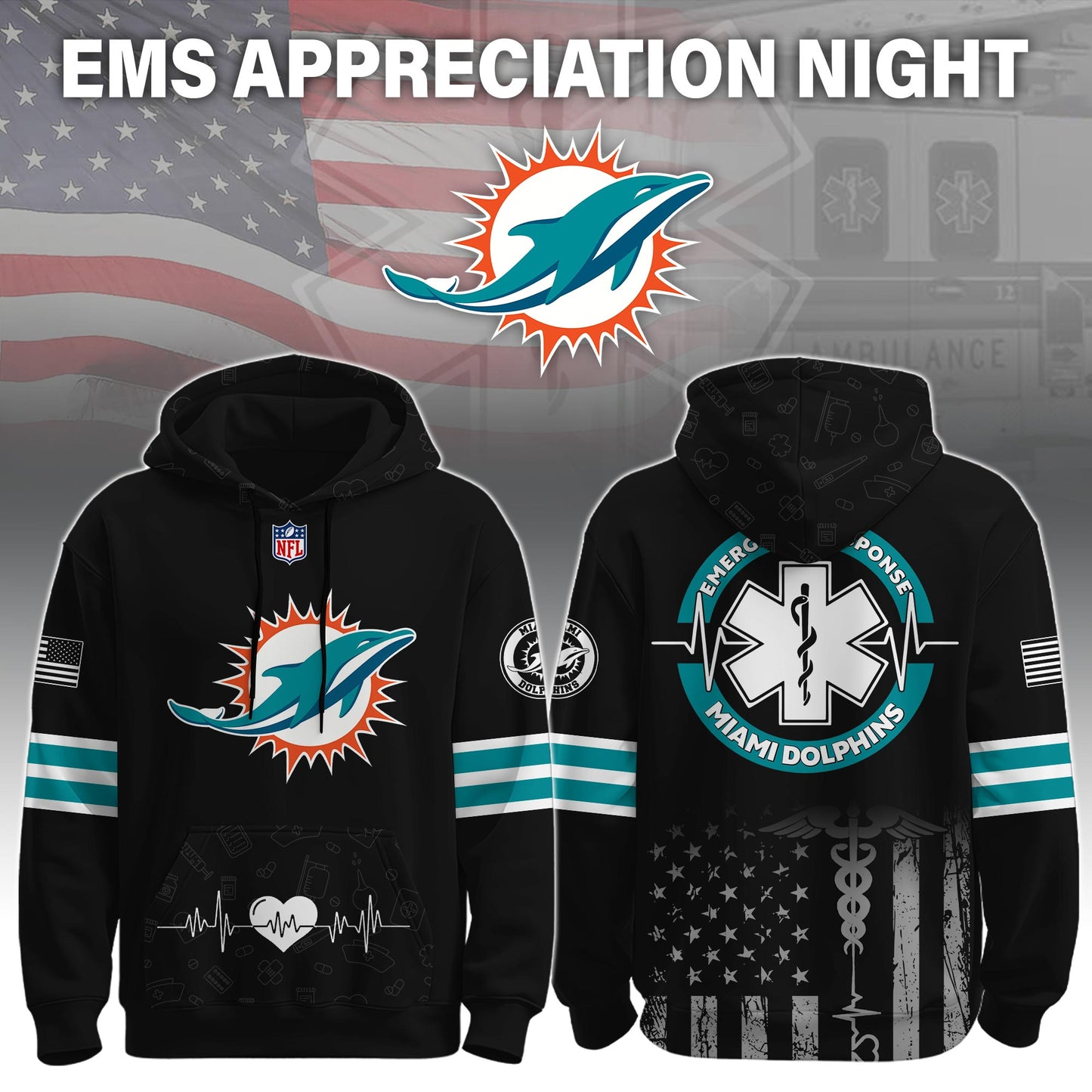 Miami Dolphins x EMS Appreciation Night Game Hoodie