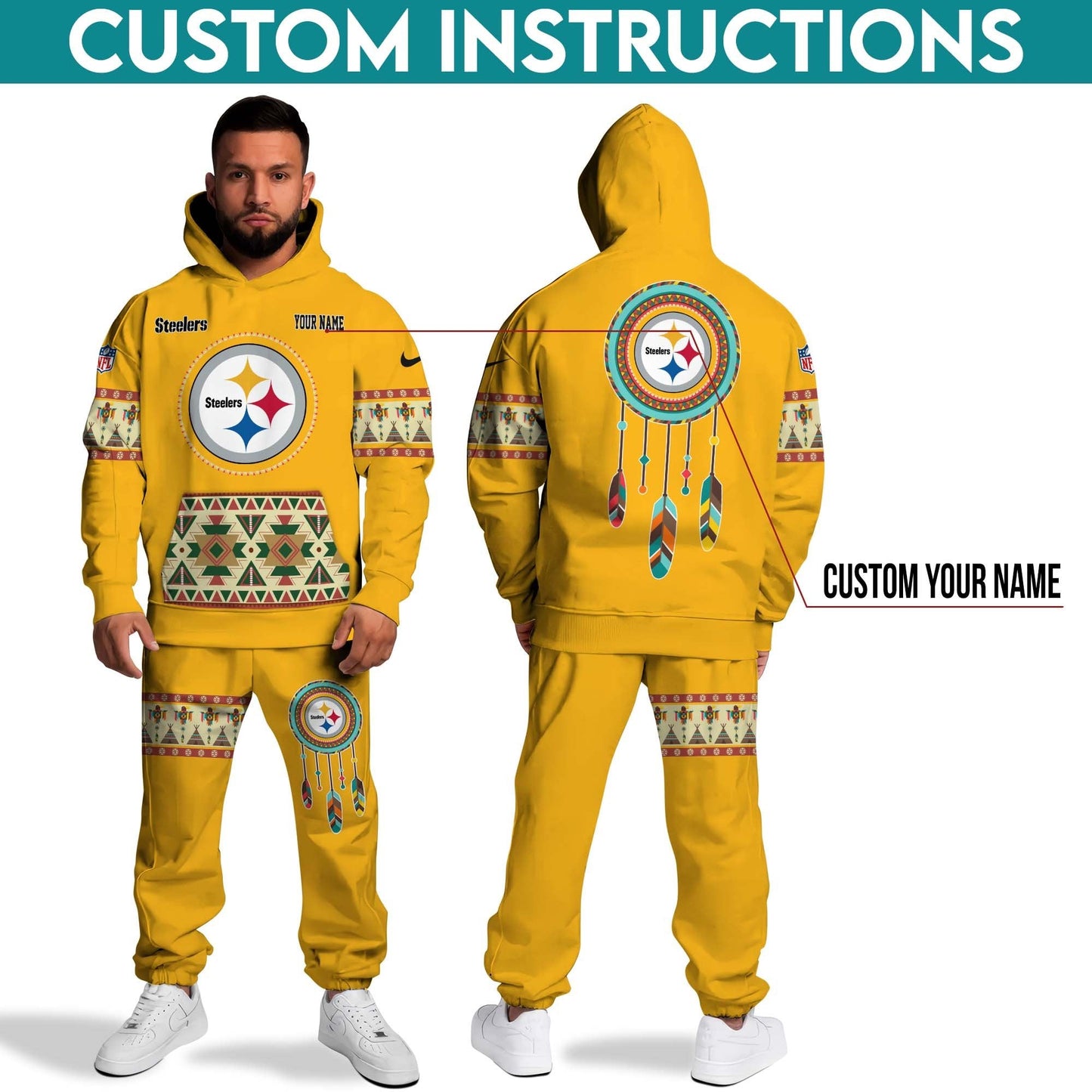 Pittsburgh Steelers Hoodie Sweatpants Set,Custom Hoodie,Sport Hoodie Sweatpants Set,Sport Gifts FOR Fan DK20