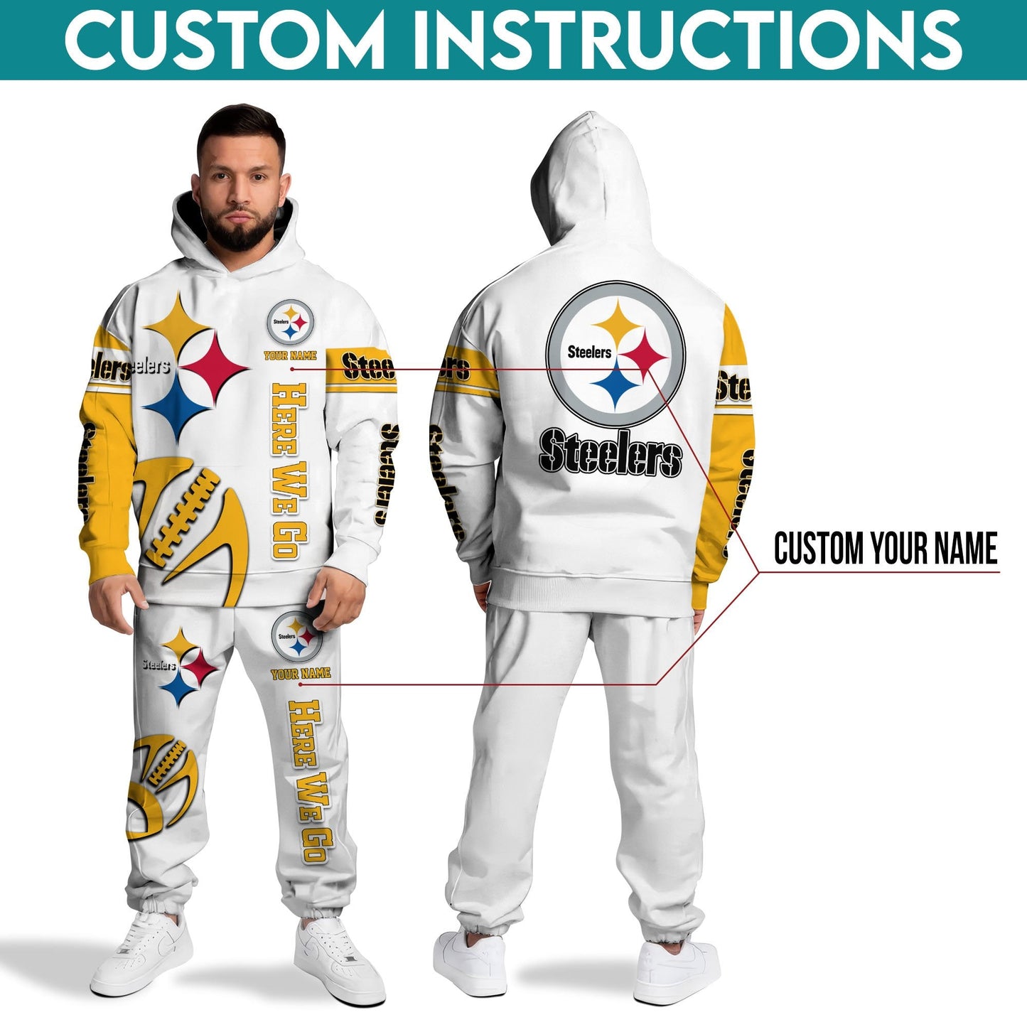Pittsburgh Steelers Hoodie Sweatpants Set,Custom Hoodie,Sport Hoodie Sweatpants Set,Sport Gifts FOR Fan YV66