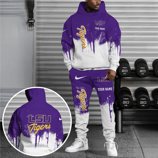 LSU TIGERS Hoodie Sweatpants Set,Custom Hoodie,Sport Hoodie Sweatpants Set,Sport Gifts FOR Fan LO14