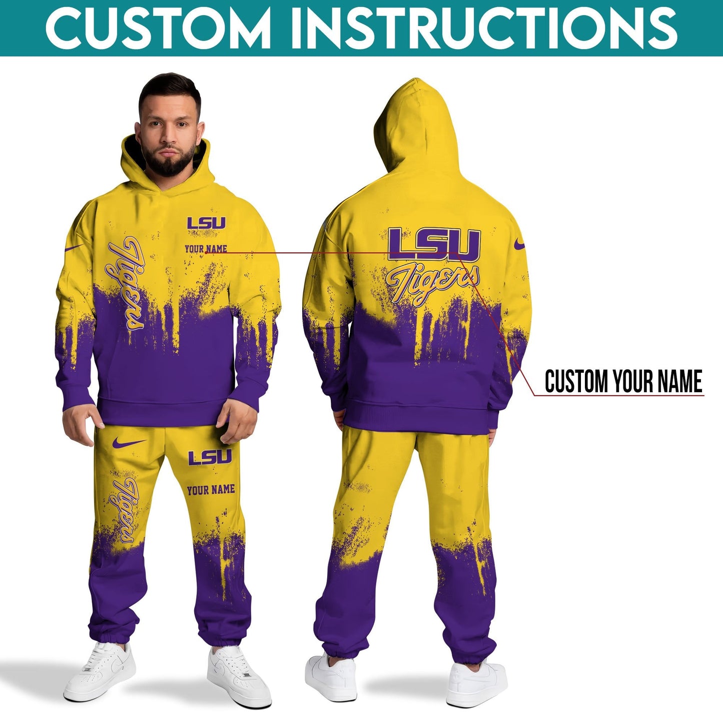 LSU TIGERS Hoodie Sweatpants Set,Custom Hoodie,Sport Hoodie Sweatpants Set,Sport Gifts FOR Fan SN43