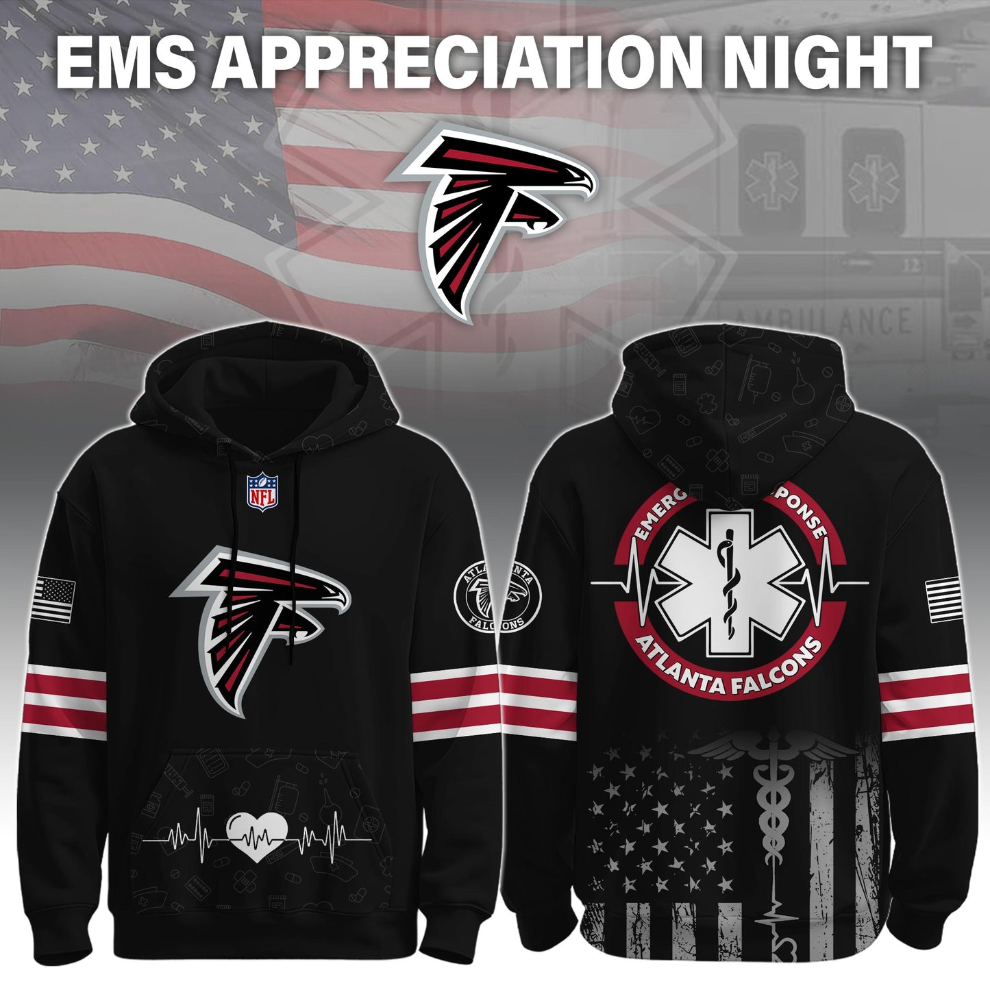 Atlanta Falcons x EMS Appreciation Night Game Hoodie