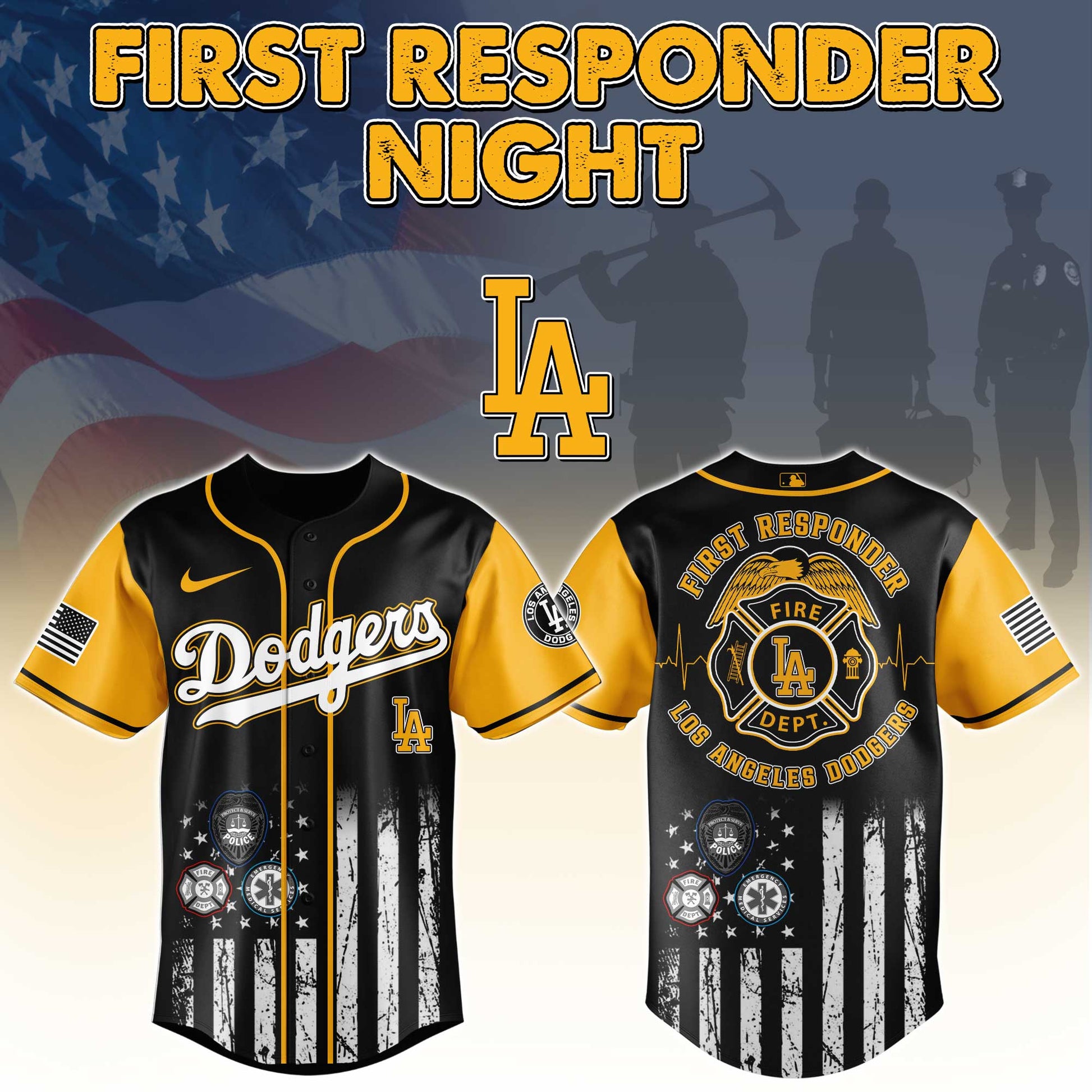 .    Los Angeles Dodgers MLB x First Responders Night Jersey Limited Edition