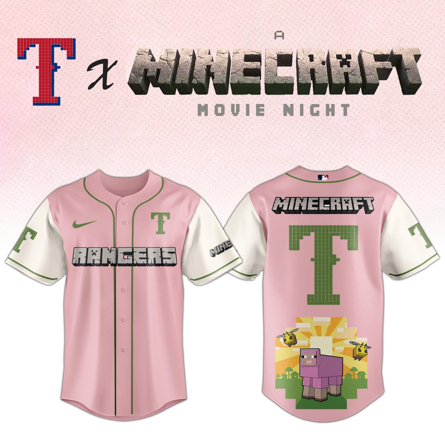 ,Texas Rangers MLB x A MINECRAFT MOVIE Night Jersey Editions Limited 02