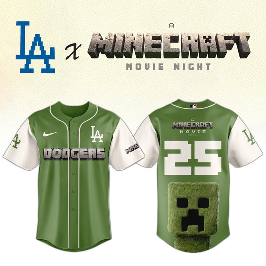 ,      Los Angeles Dodgers MLB x A MINECRAFT MOVIE Night Jersey Editions Limited