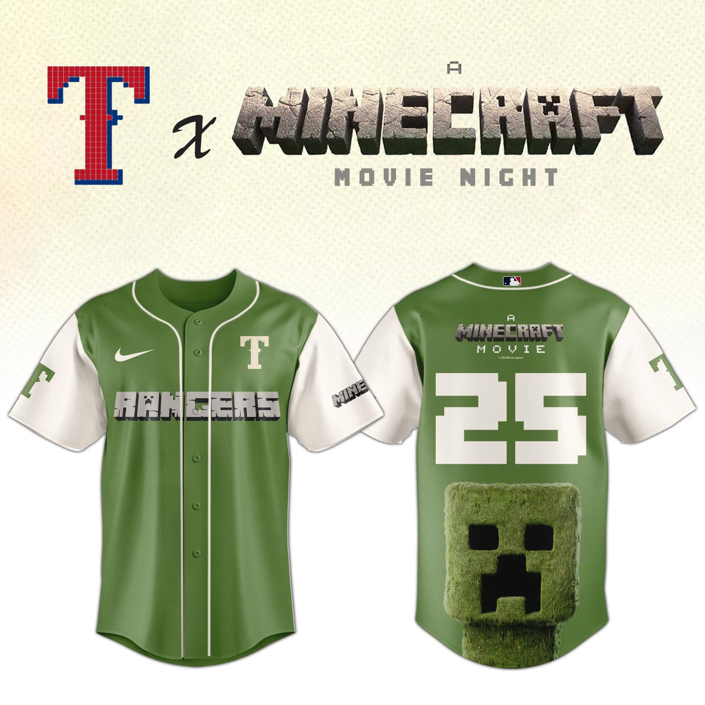 , Texas Rangers MLB x A MINECRAFT MOVIE Night Jersey Editions Limited