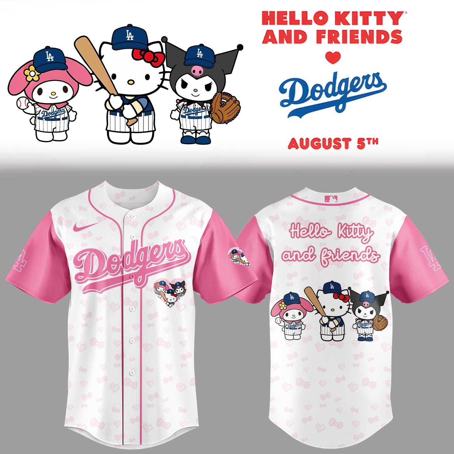 Limited Edition Dodgers x Hello Kitty And Friends 2025 Jersey