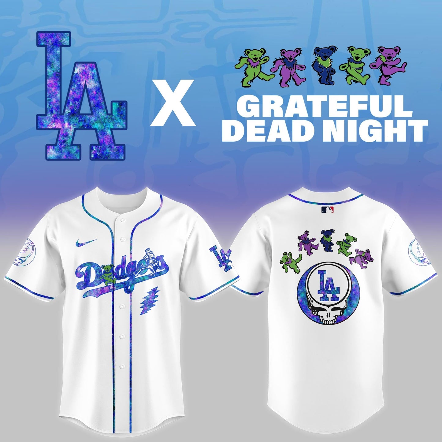 ..Los Angeles Dodgers 2025 Grateful Dead Night Limited Jersey