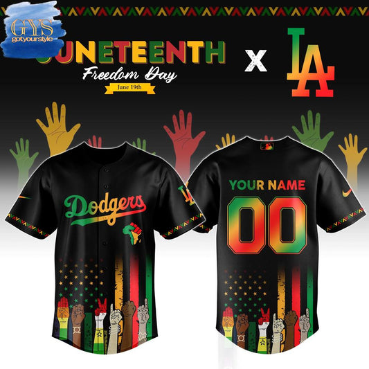 Los Angeles Dodgers MLB x Juneteenth Freedom Day Baseball Jersey - Gotyourstyle
