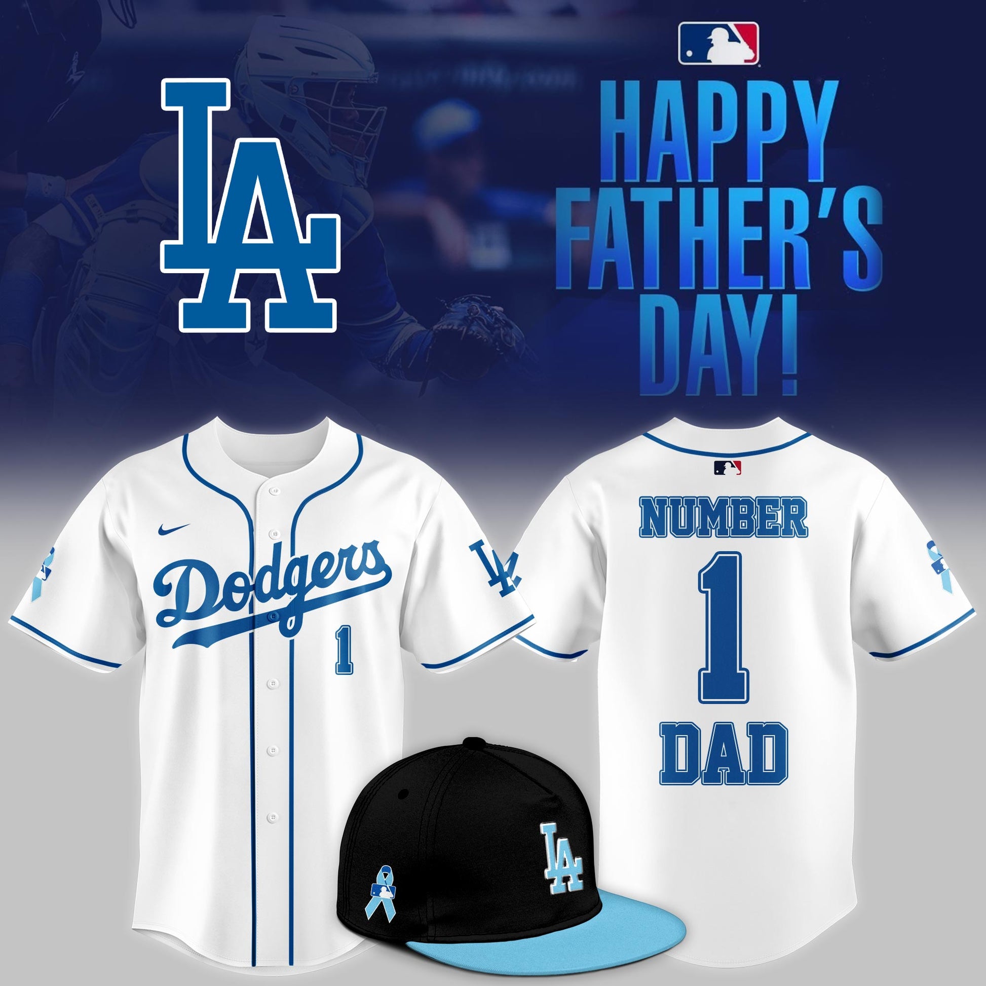 .Los Angeles Dodgers 2025 Fathers Day Number 1 Dad Limited Jersey