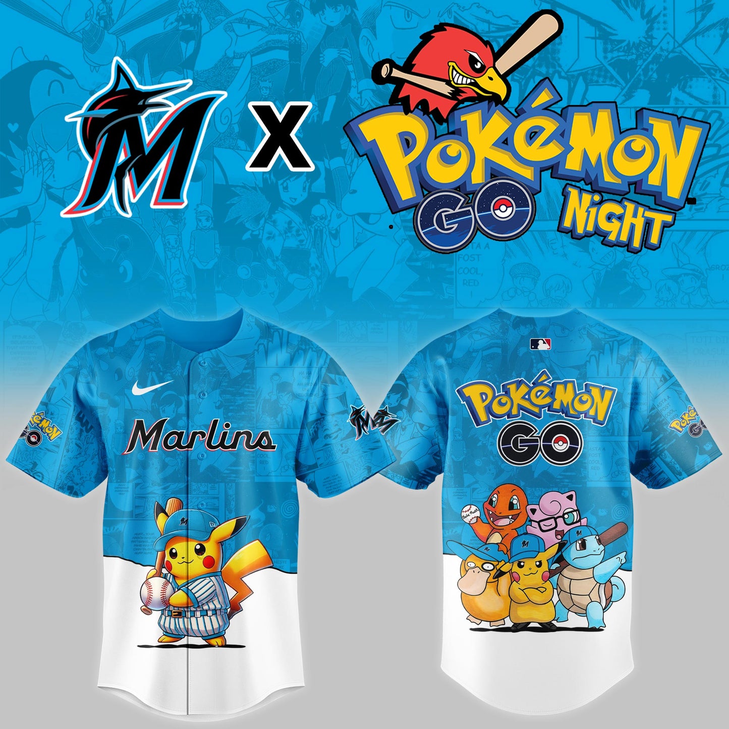 Miami Marlins 2025 Pokémon GO Night Limited Jersey | VR61