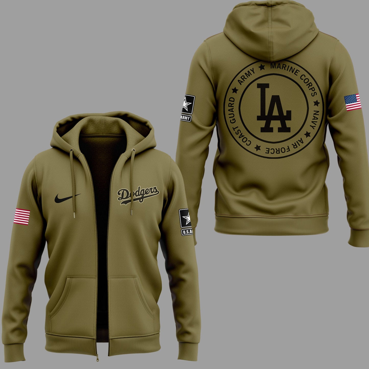 Limited Edition LA Dodgers x Military Appreciation Night 2025 Zip Hoodie