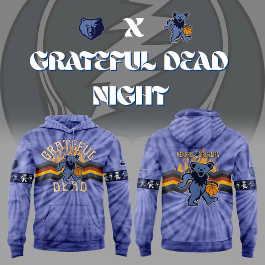Limited Edition Nike Memphis Grizzlies Grateful Dead Night Hoodie Set | HZ43