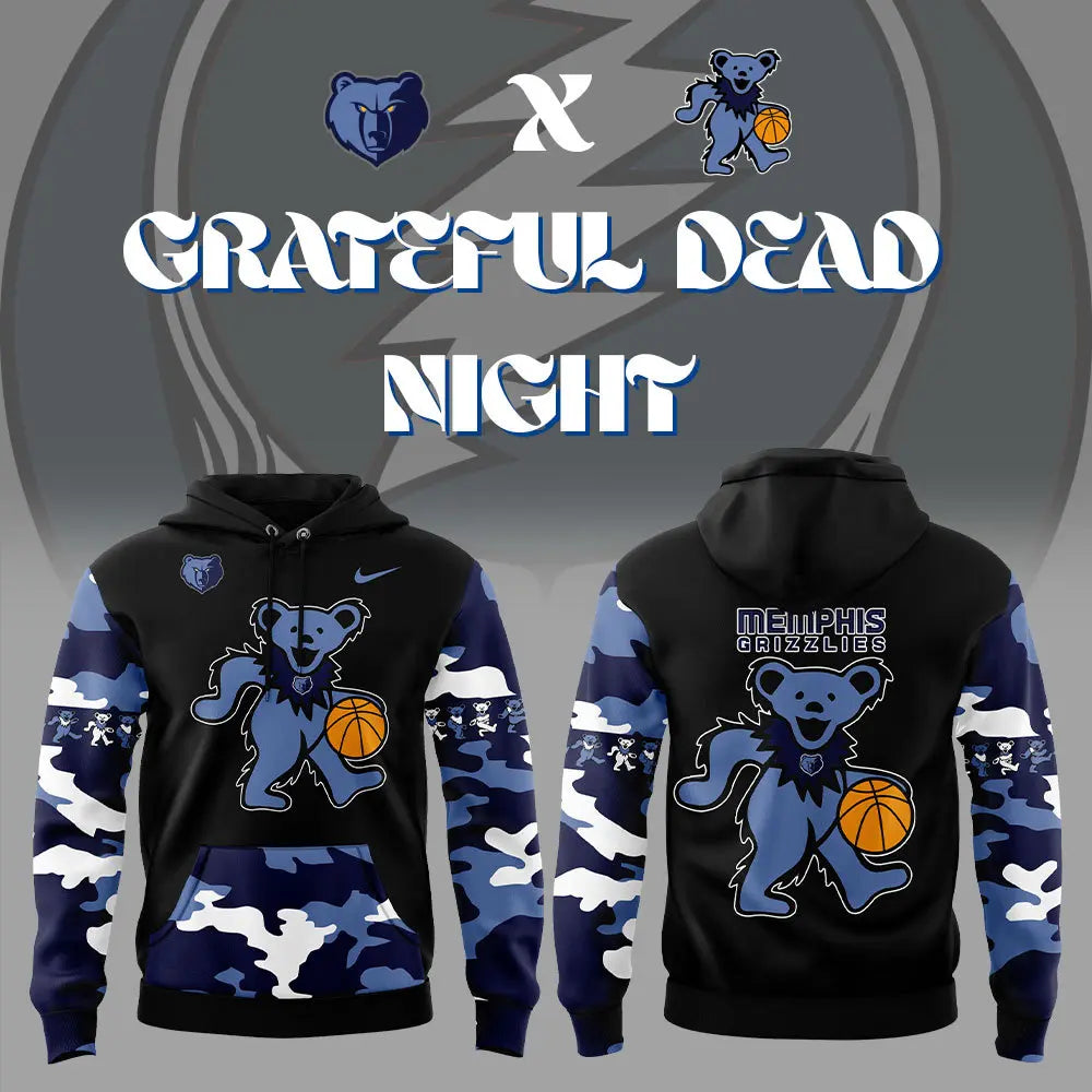 Limited Edition Nike Memphis Grizzlies Grateful Dead Night Hoodie Set | PT82