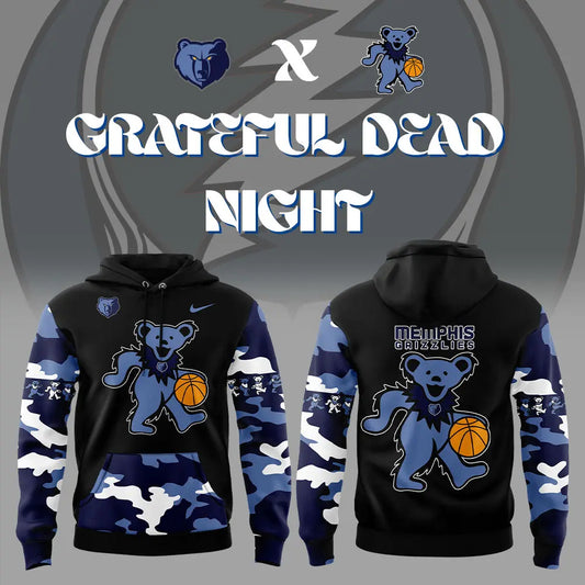 Limited Edition Nike Memphis Grizzlies Grateful Dead Night Hoodie Set | PT82