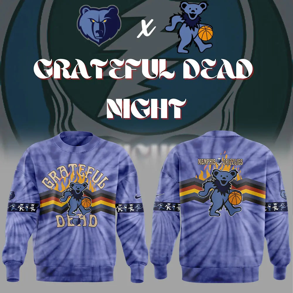 Limited Edition Nike Memphis Grizzlies Grateful Dead Night Sweatshirt+NT22112406ID10DS11 | LT76