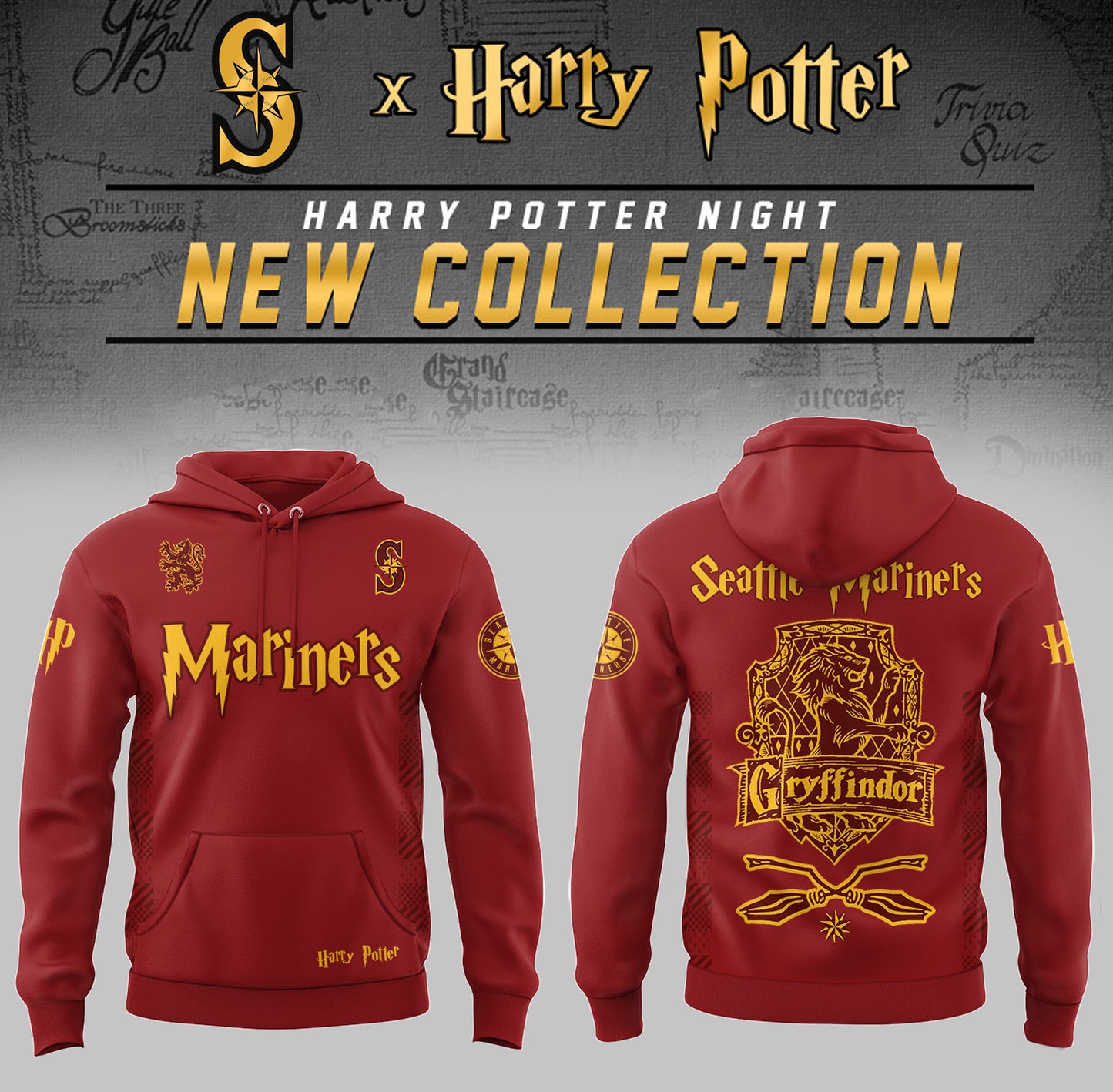 Seattle Mariners x Harry Potter Night Gryffindor House Hoodie-PAC04292542