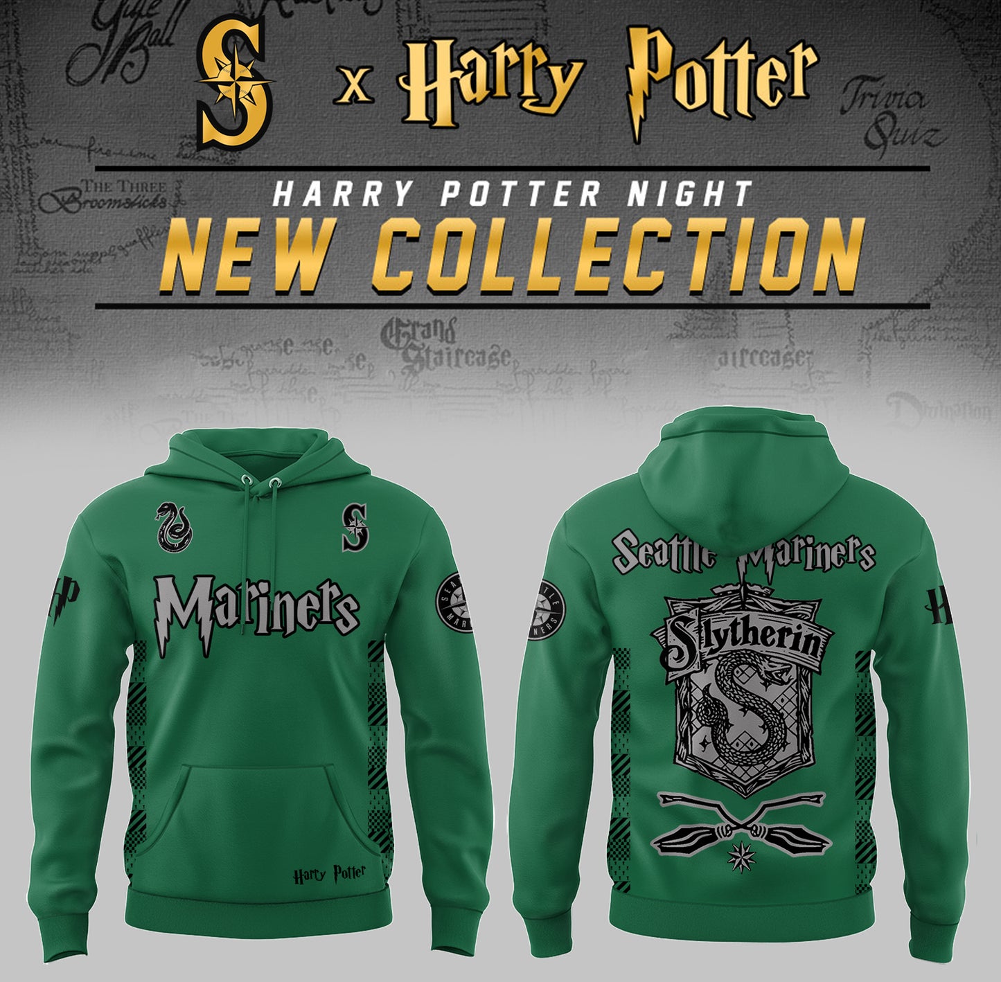 Seattle Mariners x Harry Potter Night Slytherin HouseHoodie-PAC04292548
