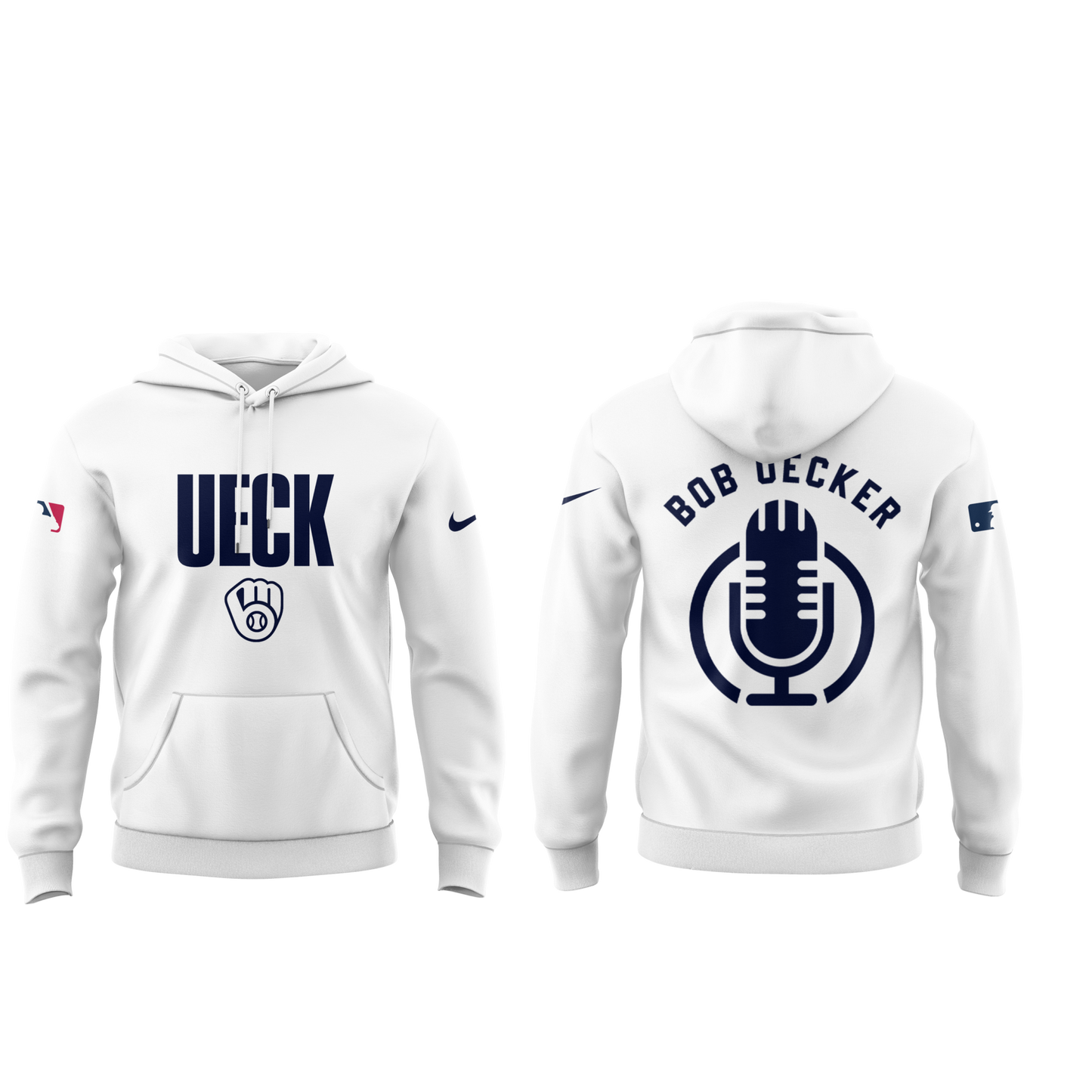 Honoring The Legend, Brewers Baseball Hall of Famer Bob Uecker White Hoodie-PU011725025