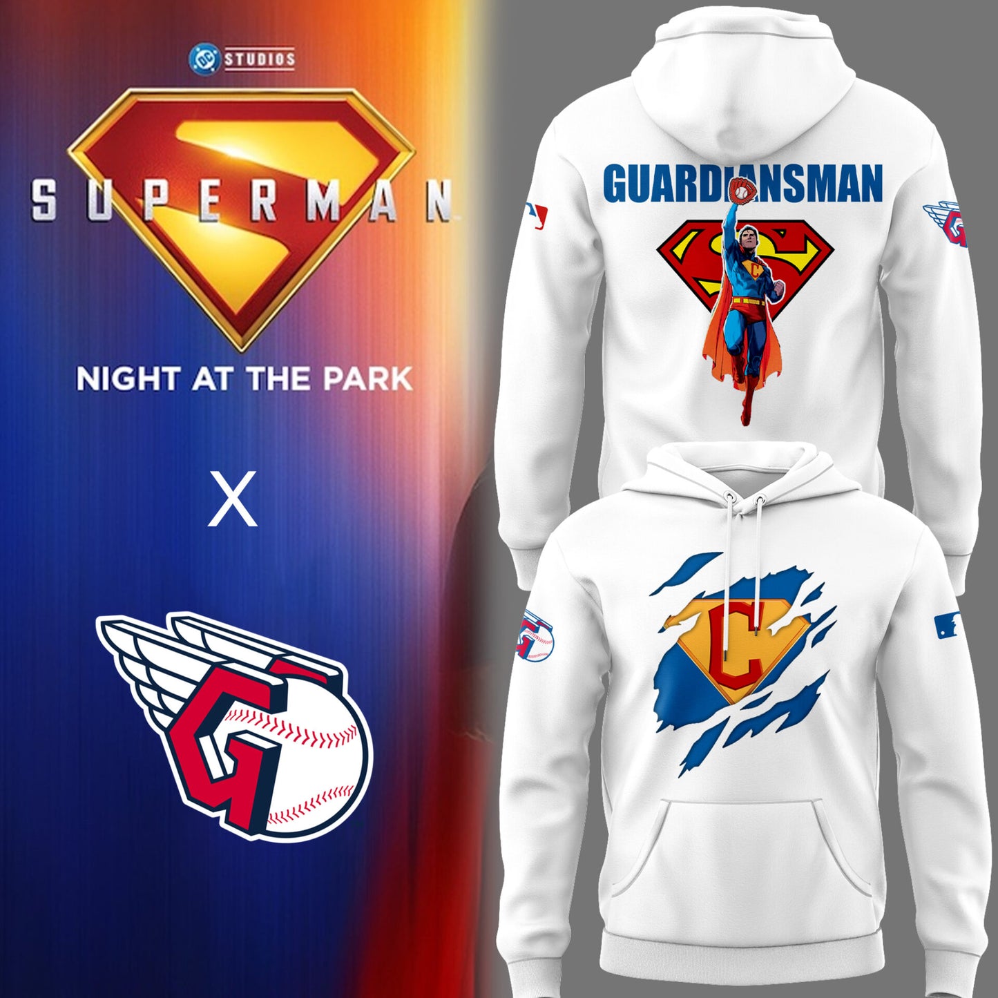 Limited Edition Guardians Baseball Superman Night Hoodie