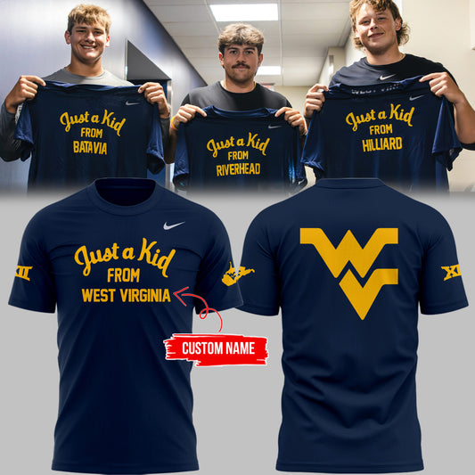 Limited Edition West Virginia FB “Just a kid from WVU’ Navy TShirt-PU25081809