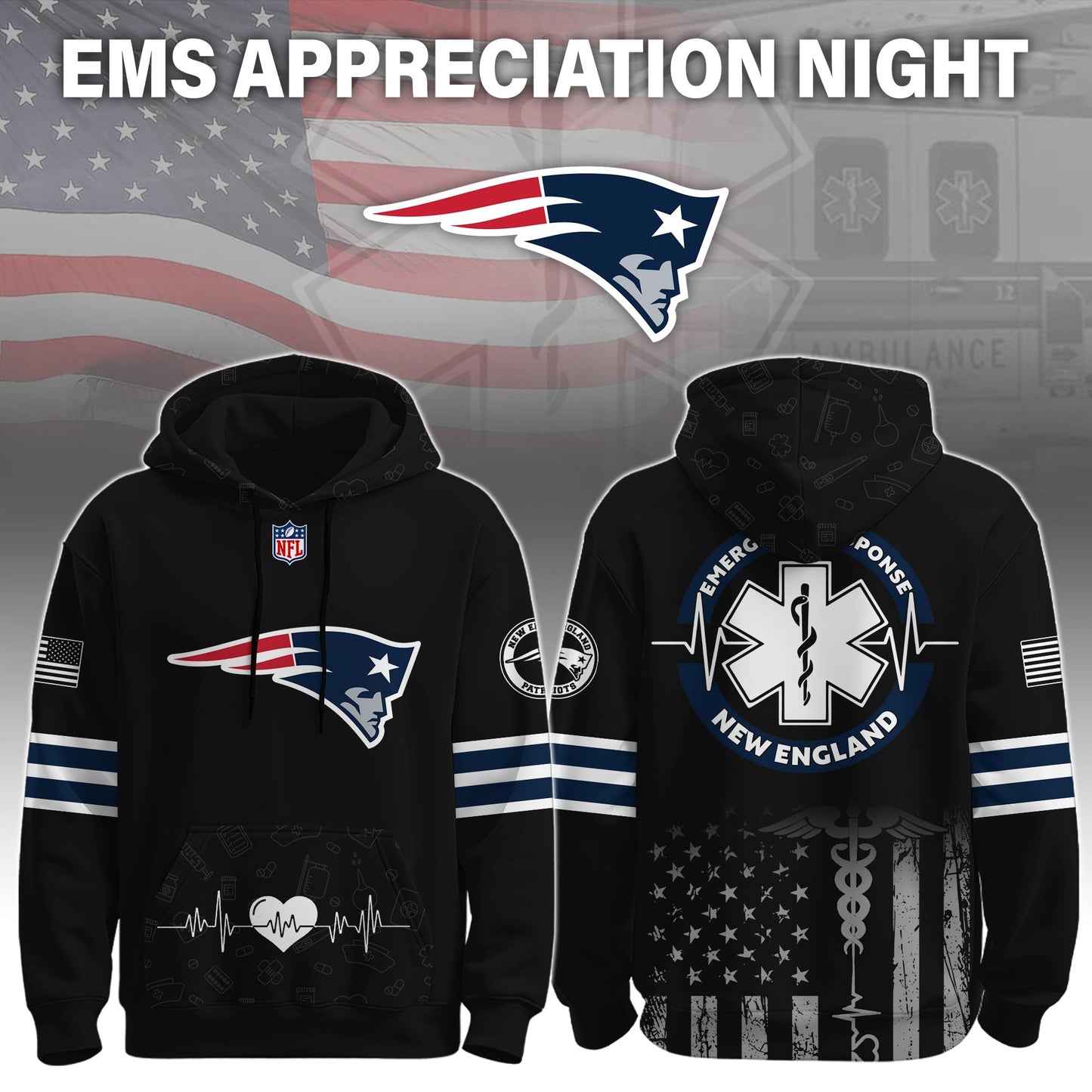 New England Patriots x EMS Appreciation Night Game Hoodie