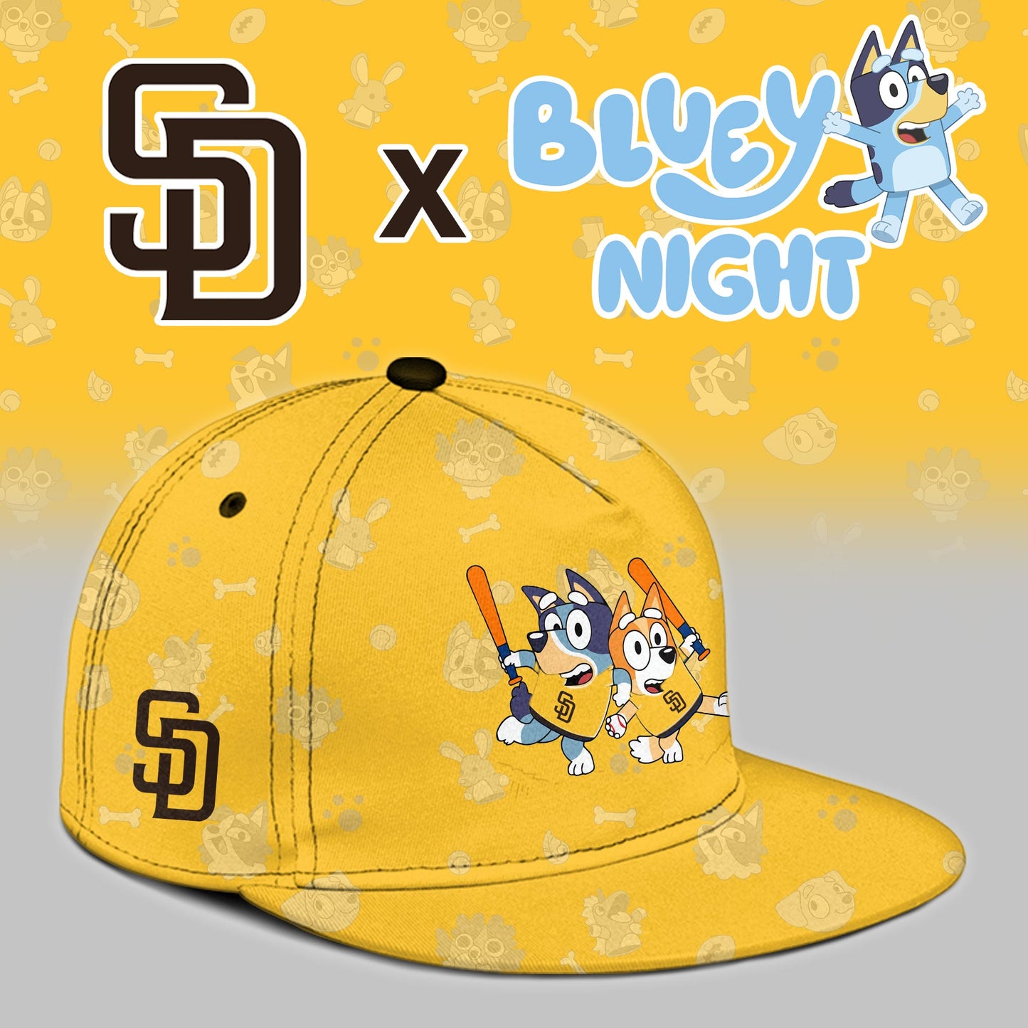 San Diego Padres 2025 Bluey Night Event Limited Yellow Baseball Jersey | AH10